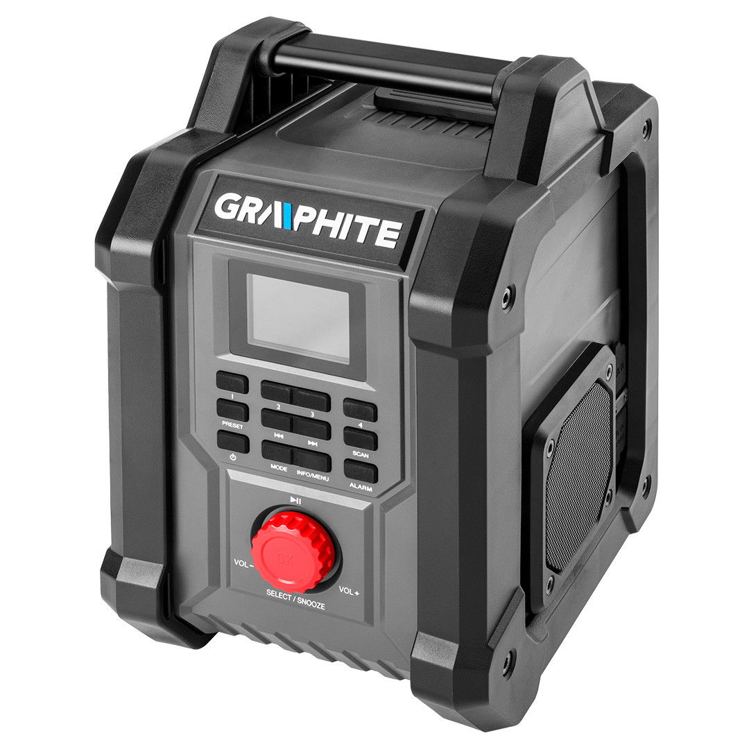 Graphite 58GE128 akkumulátoros/hálózati építőipari rádió (akku és töltő nélkül) termék fő termékképe