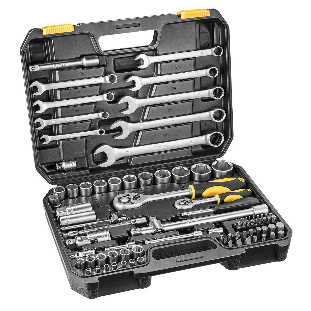 Topex 38D686 dugókulcs készlet, 1/4", 1/2", 82 részes termék fő termékképe