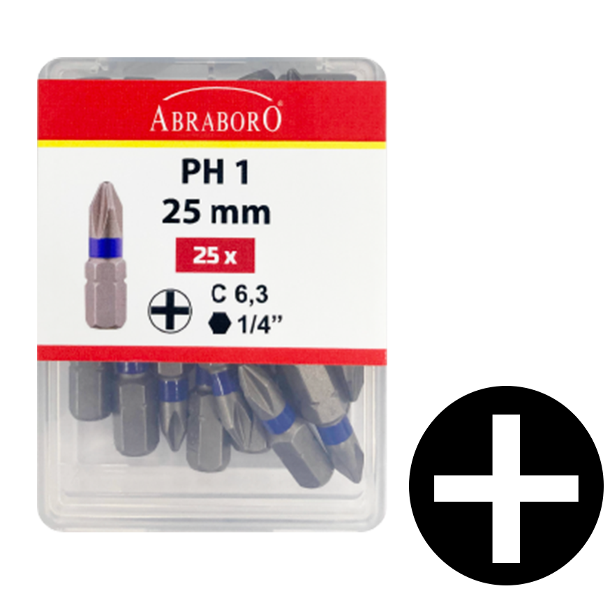 Abraboro PH 1 x 25 mm Phillips POWER bit, 25 db/csomag termék fő termékképe