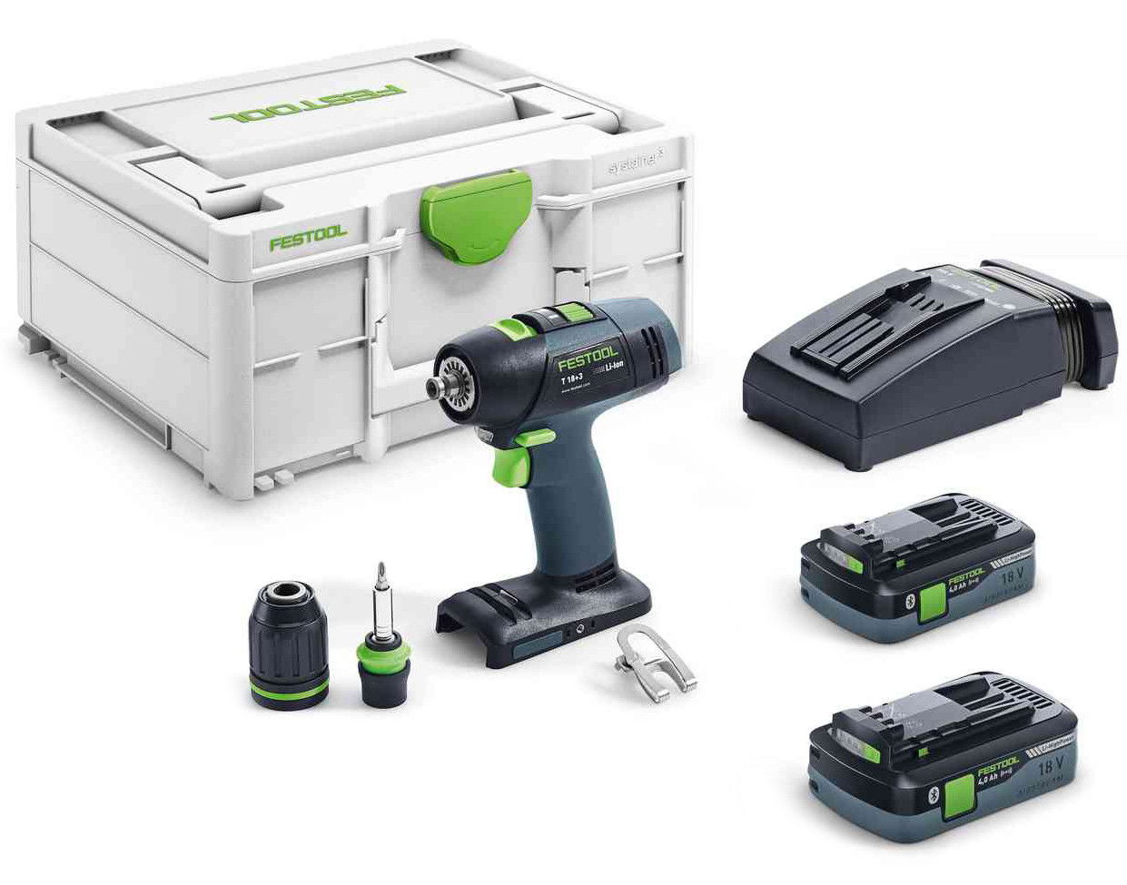 Festool T 18+3 HPC 4,0 I-Plus akkus szénkefe nélküli fúró-csavarbehajtó (2 x 4.0 Ah Li-ion akkuval) termék fő termékképe