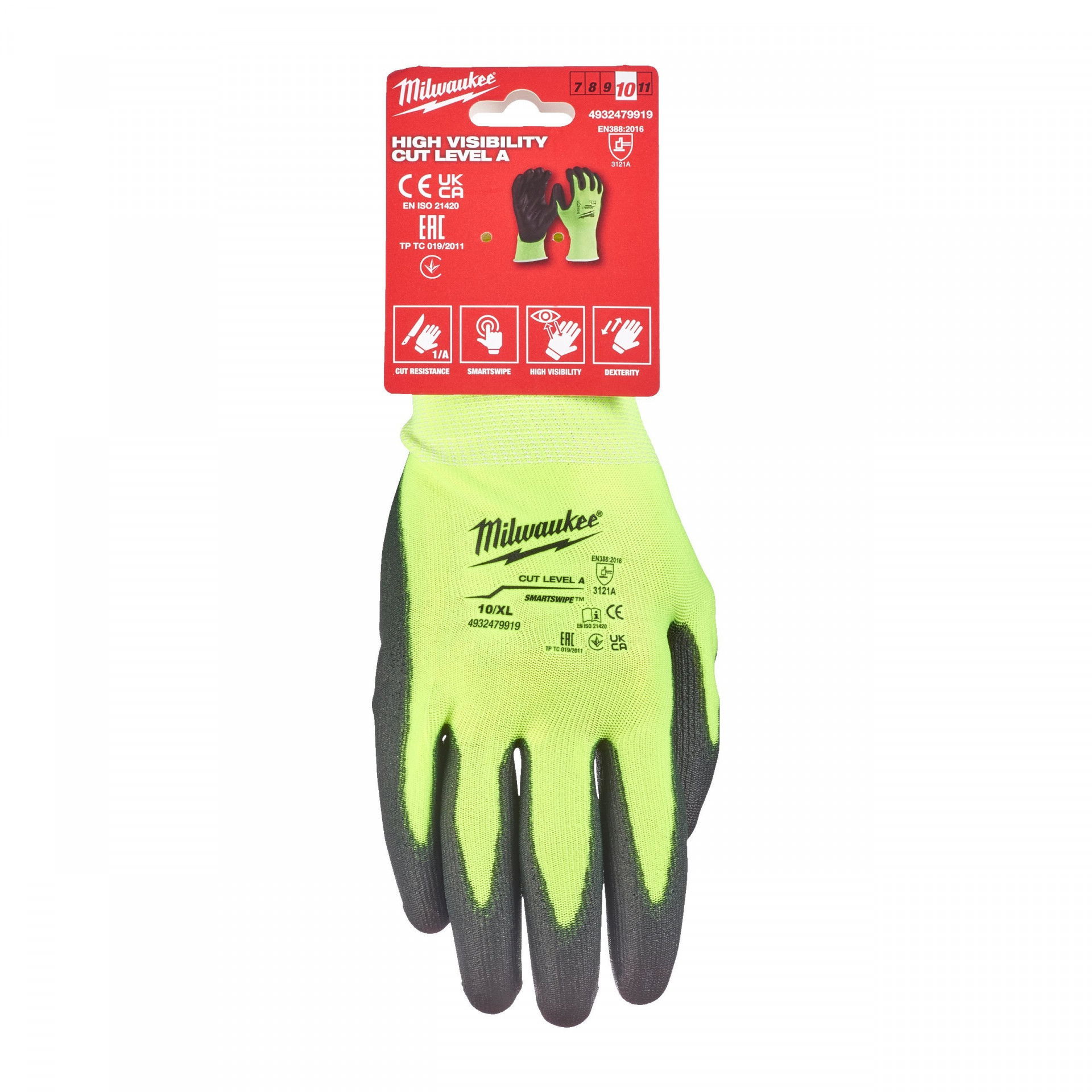 Milwaukee HI-VIS láthatósági vágásbiztos védőkesztyű, 1/A vágási szint termék fő termékképe