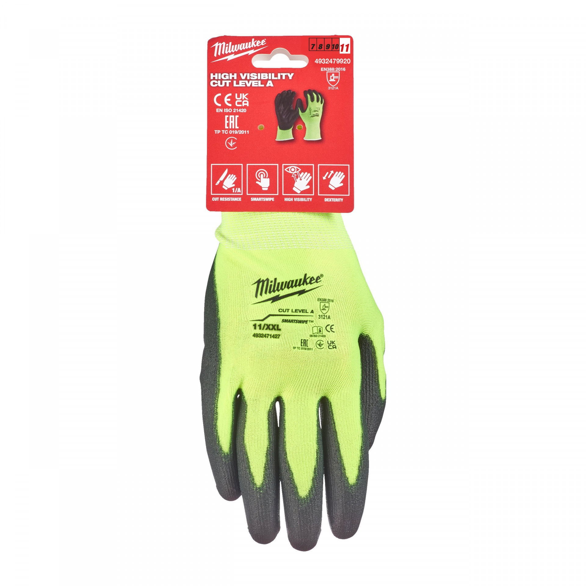 Milwaukee HI-VIS láthatósági vágásbiztos védőkesztyű, 1/A vágási szint termék fő termékképe