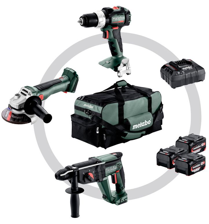 METABO COMBO SET 3.1 18 V akkumulátoros gépcsomag (3 x 5.2 Ah Li-Power akkuval, nagy szerszámtáskával) termék fő termékképe